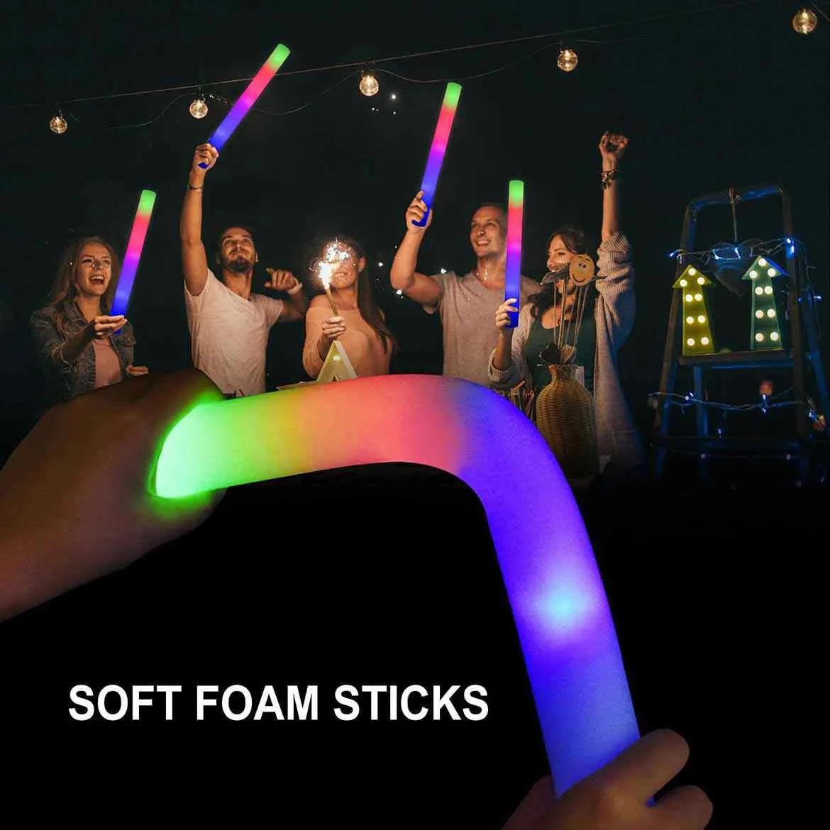 $0.99/PCS! Affordable Foam Glow Sticks Bulk Glow Stick Patterns Glow In The Dark Party Supplies Wholesale (Upgraded Series)