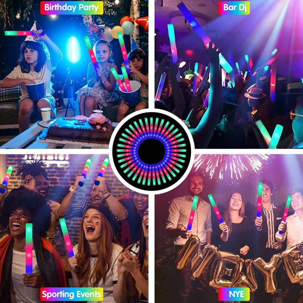 $0.99/PCS! Affordable Foam Glow Sticks Bulk Glow Stick Patterns Glow In The Dark Party Supplies Wholesale (Upgraded Series)