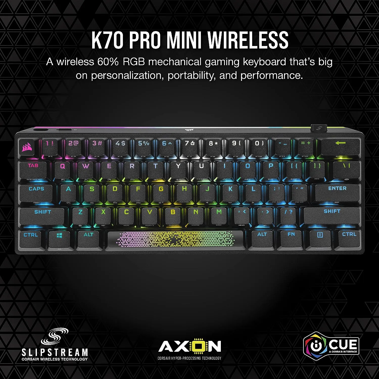 [12月聖誕優惠] Corsair K70 PRO MINI Wireless 60% Mechanical Keyboard CHERRY MX Red Axis Key Switch with RGB Backlight - Black CH-9189010-NA