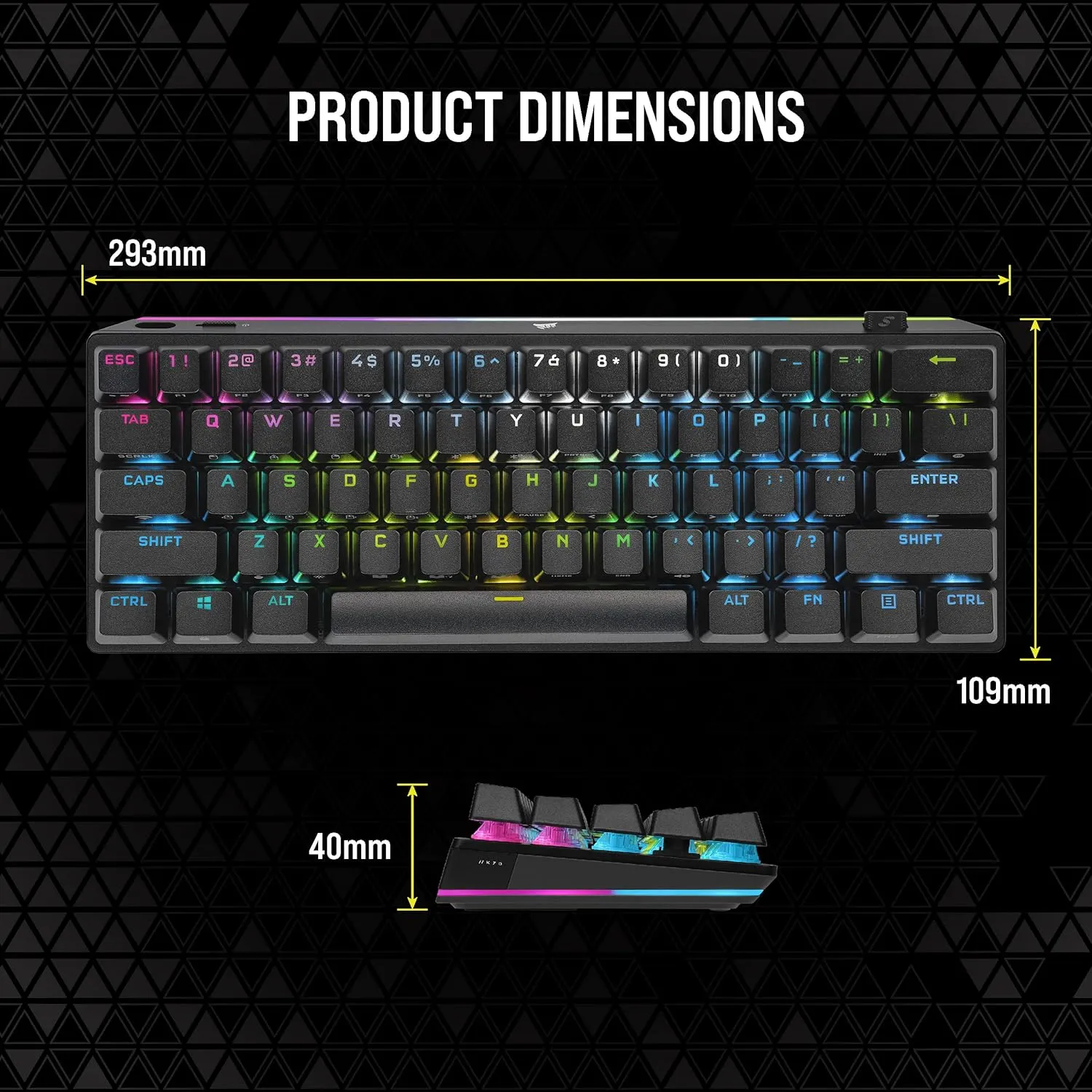 [12月聖誕優惠] Corsair K70 PRO MINI Wireless 60% Mechanical Keyboard CHERRY MX Red Axis Key Switch with RGB Backlight - Black CH-9189010-NA