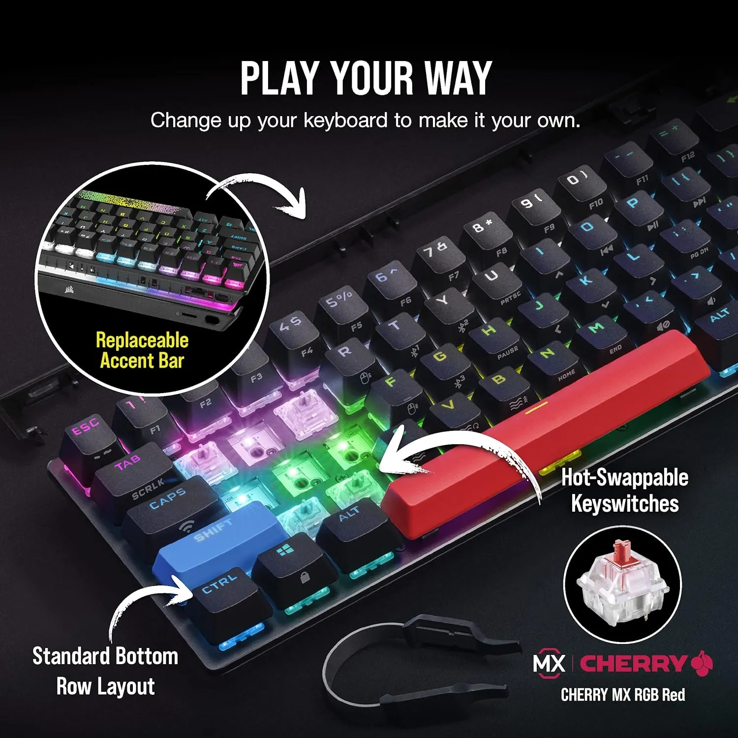 [12月聖誕優惠] Corsair K70 PRO MINI Wireless 60% Mechanical Keyboard CHERRY MX Red Axis Key Switch with RGB Backlight - Black CH-9189010-NA