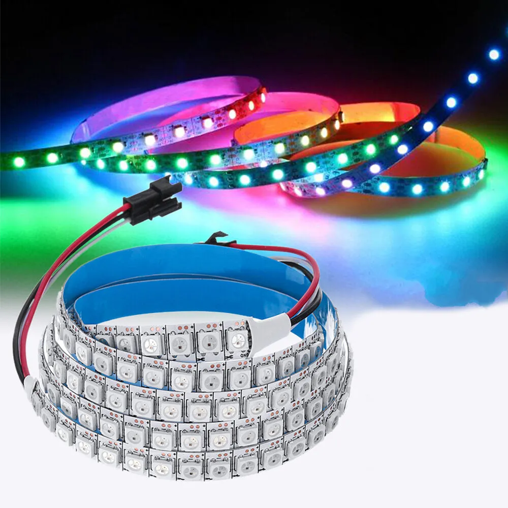 144 LED RGB Strip Light with IP20 Rating for Indoor Use - DC5V 1M 144LED WS2812B 5050SMD Built-In IC KTV Hotel Bar Home