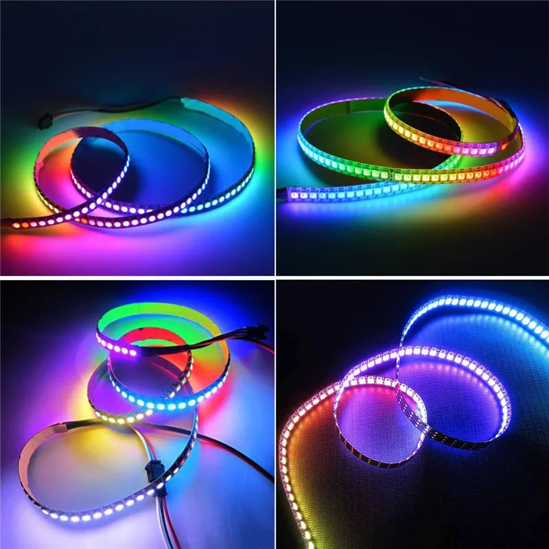 144 LED RGB Strip Light with IP20 Rating for Indoor Use - DC5V 1M 144LED WS2812B 5050SMD Built-In IC KTV Hotel Bar Home