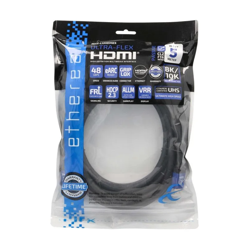 16.4ft Ultra-Flex 4K 8K 10K HDR 48Gbps Certified Ultra High Speed eARC HDCP 2.3 HDMI Cable