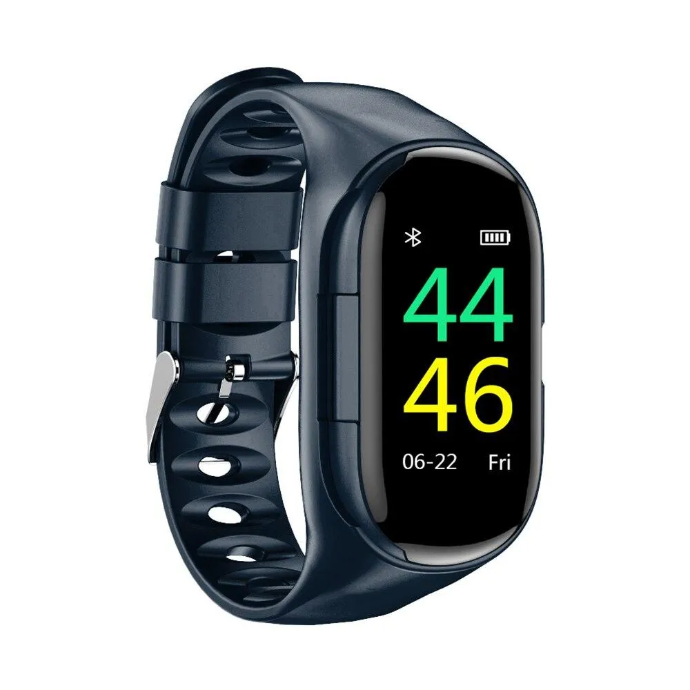 2 In 1 Smart Watch with Bluetooth Earphone - AI Heart Rate Monitor Smart Wristband Long Time Standby Sport Watch