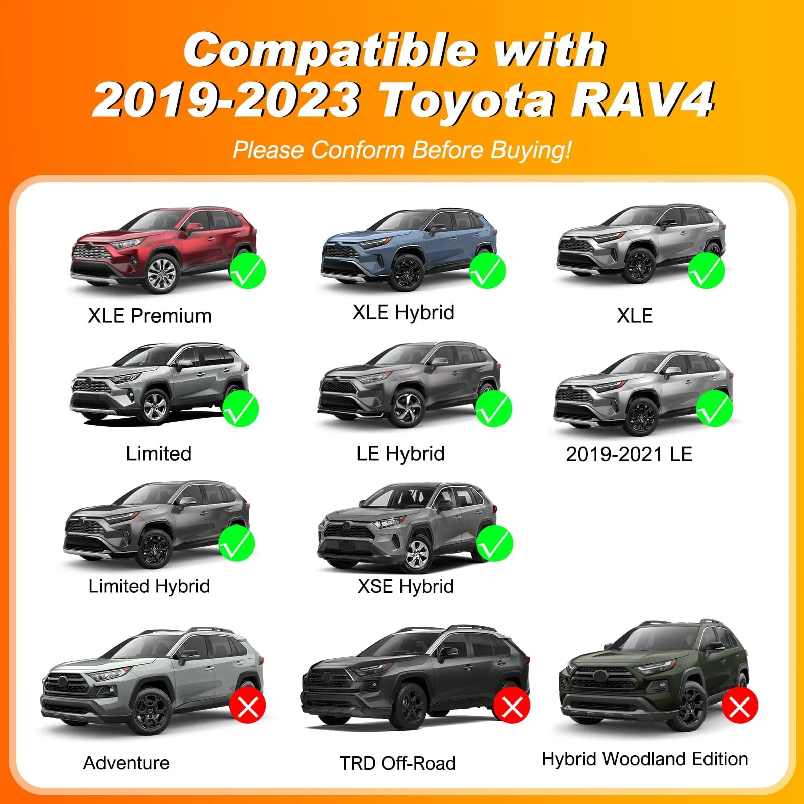 2019-2023 Toyota RAV4 Roof Rack Cross Bars Aluminum Anti-Theft Lock
