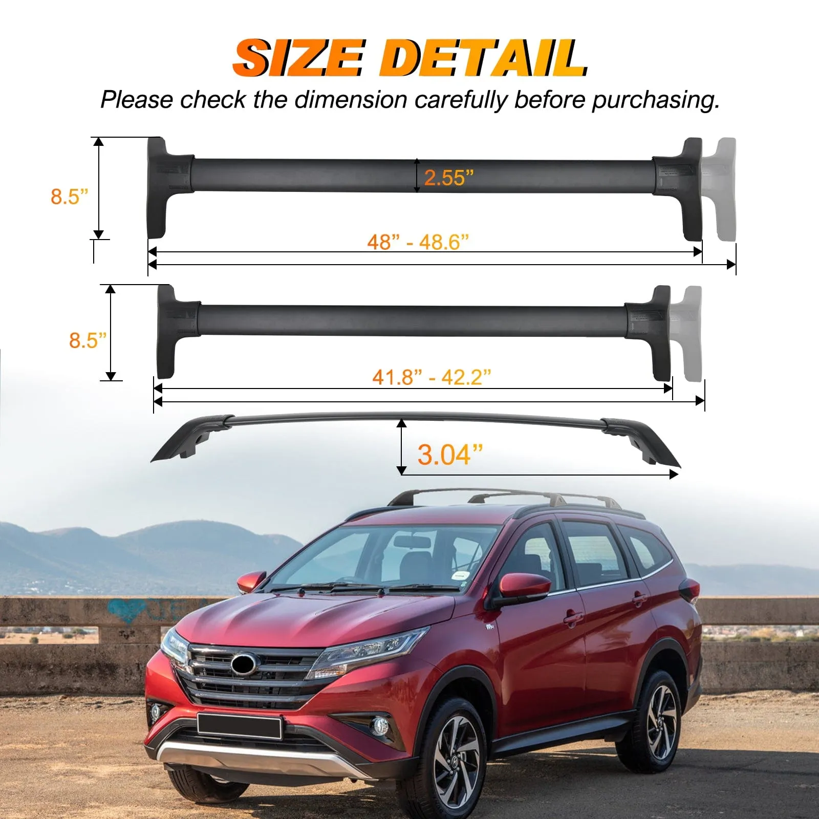 2019-2023 Toyota RAV4 Roof Rack Cross Bars Aluminum Anti-Theft Lock