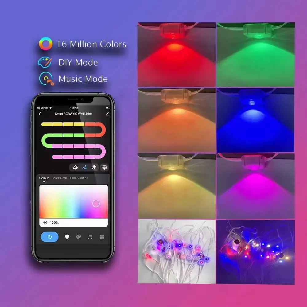 20M Permanent Outdoor Lights APP Bluetooth RGB Light Strip Waterproof Full House Eaves Lights String Christmas Wedding Lighting