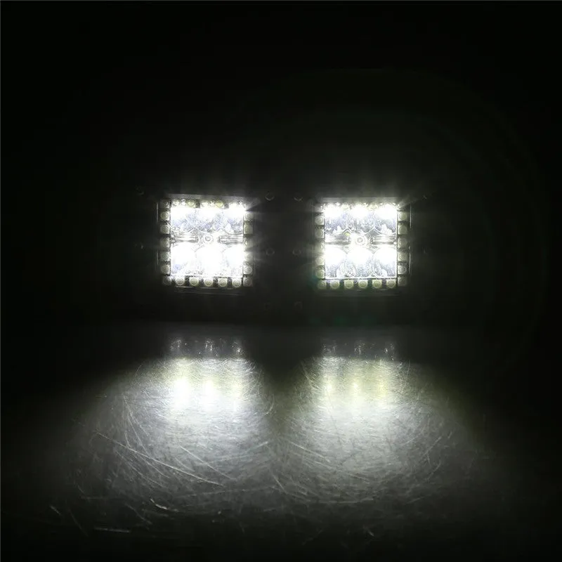 3" 18W Square LED Pods Work Light Bars with RGB Halo for Off-road Truck