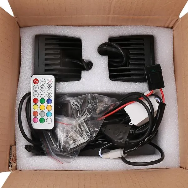 3" 18W Square LED Pods Work Light Bars with RGB Halo for Off-road Truck