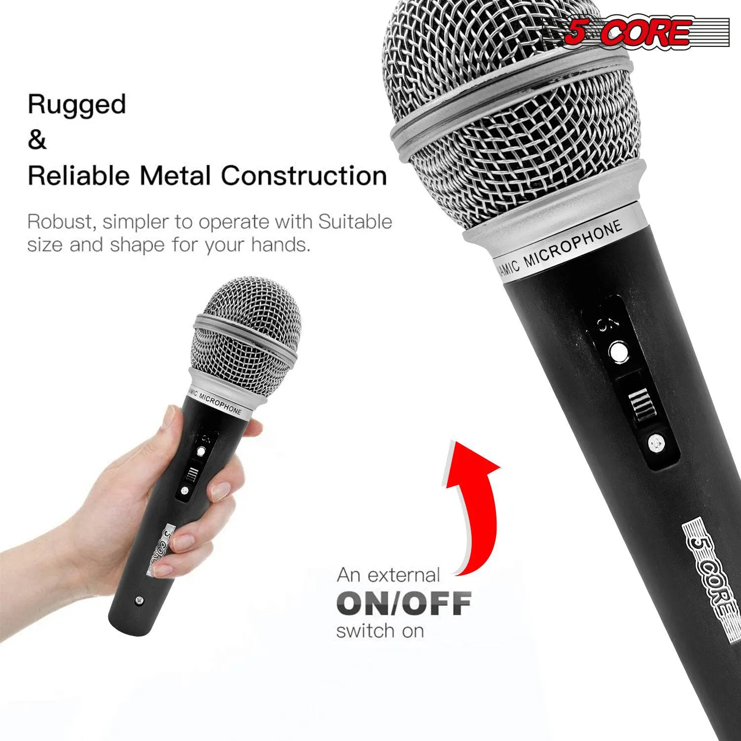 5 CORE 2PCS Premium Vocal Dynamic Cardioid Handheld Microphone (PM 58)