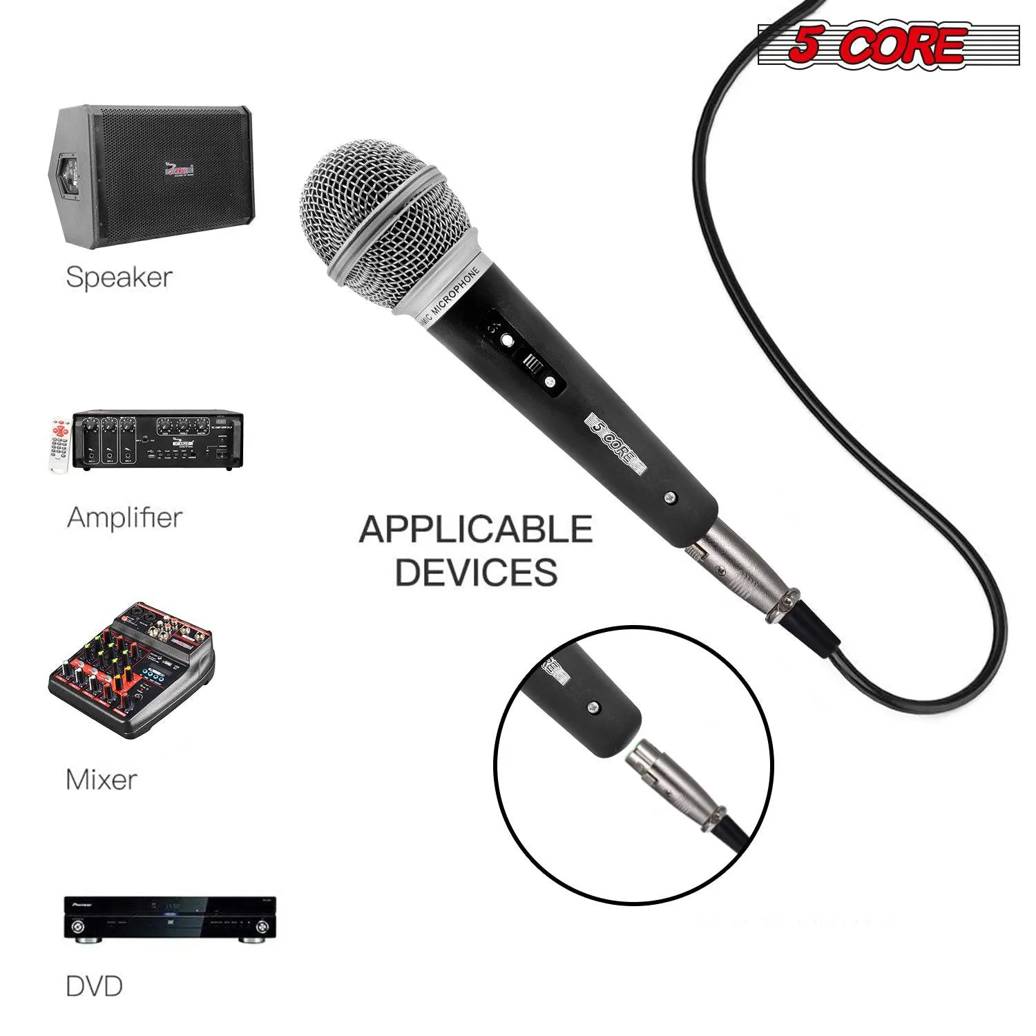 5 CORE 2PCS Premium Vocal Dynamic Cardioid Handheld Microphone (PM 58)