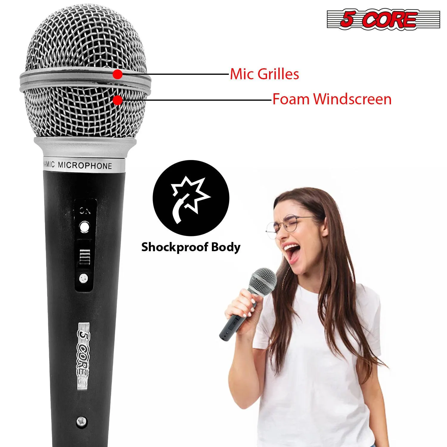 5 CORE 2PCS Premium Vocal Dynamic Cardioid Handheld Microphone (PM 58)