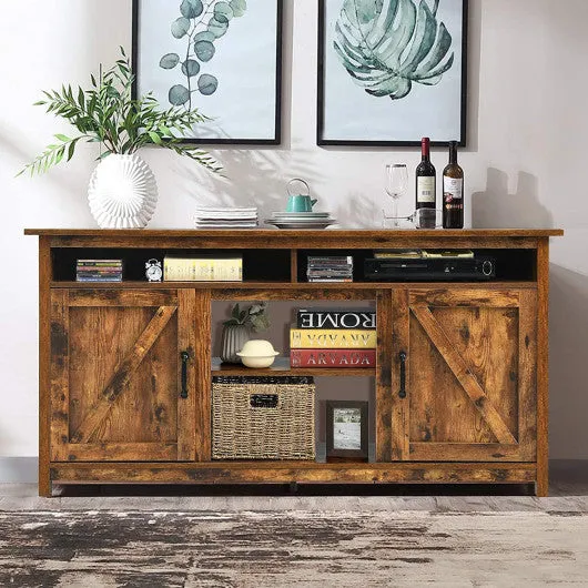 60€�Industrial TV Stand Entertainment Center with Shelve and Cabinet-Brown