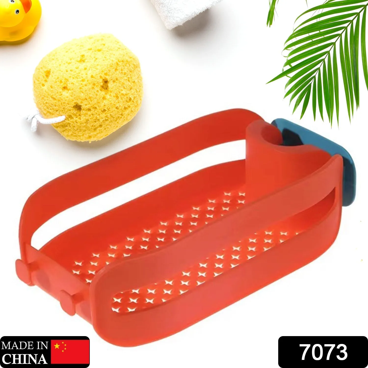 7073 Plastic Faucet Drain Basket Shelf - Drain Basket for Sink, Multipurpose Drain Basket Sink-Strainer Hangs on Faucet for All Sinks.