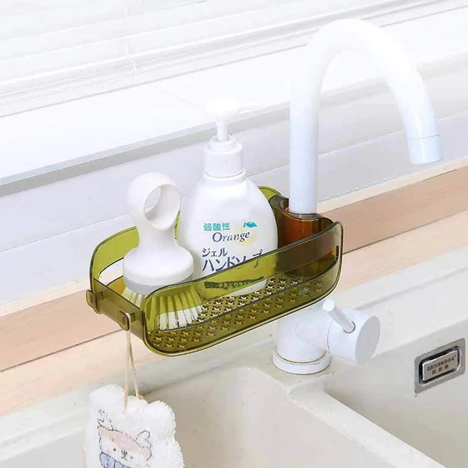 7073 Plastic Faucet Drain Basket Shelf - Drain Basket for Sink, Multipurpose Drain Basket Sink-Strainer Hangs on Faucet for All Sinks.