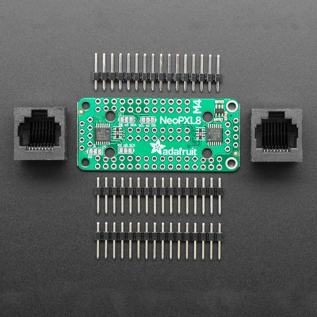 Adafruit NeoPXL8 FeatherWing for Feather M4 - 8 x DMA NeoPixels!