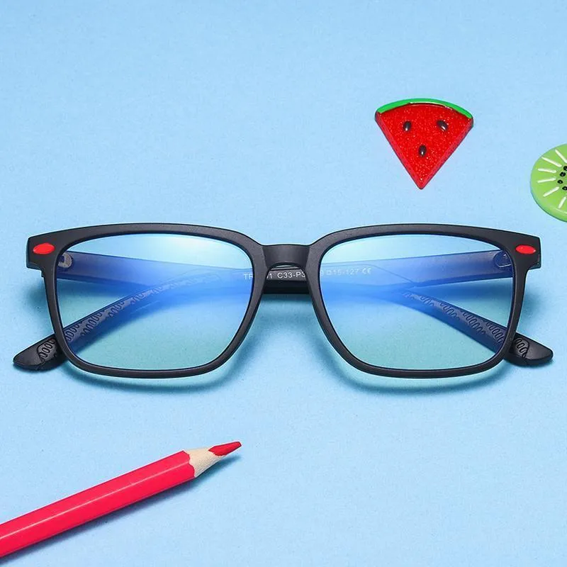 Angle - (Age 7-12)Children Blue Light Blocking Computer Reading Gaming Glasses-Matte Black