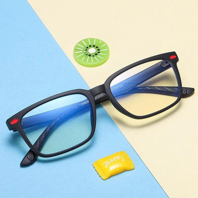 Angle - (Age 7-12)Children Blue Light Blocking Computer Reading Gaming Glasses-Matte Black