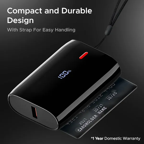boAt EnergyShroom PB300 Air  | 10000mAh Powerbank with 2-way 22.5W fast charging, LED battery display, 12 Layer Smart IC Protection
