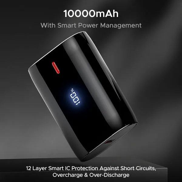 boAt EnergyShroom PB300 Air  | 10000mAh Powerbank with 2-way 22.5W fast charging, LED battery display, 12 Layer Smart IC Protection