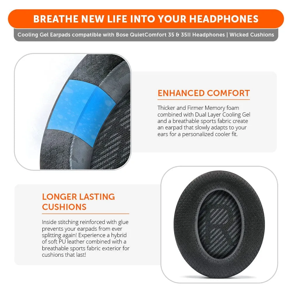 Bose QC35 Cooling Gel Earpads - WC FreeZe