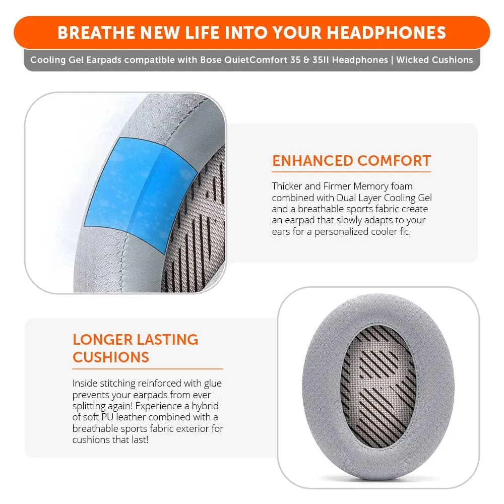 Bose QC35 Cooling Gel Earpads - WC FreeZe