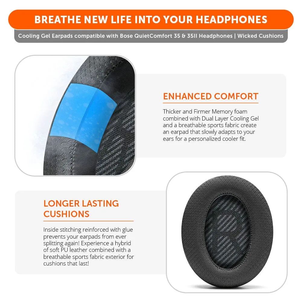 Bose QC35 Cooling Gel Earpads - WC FreeZe