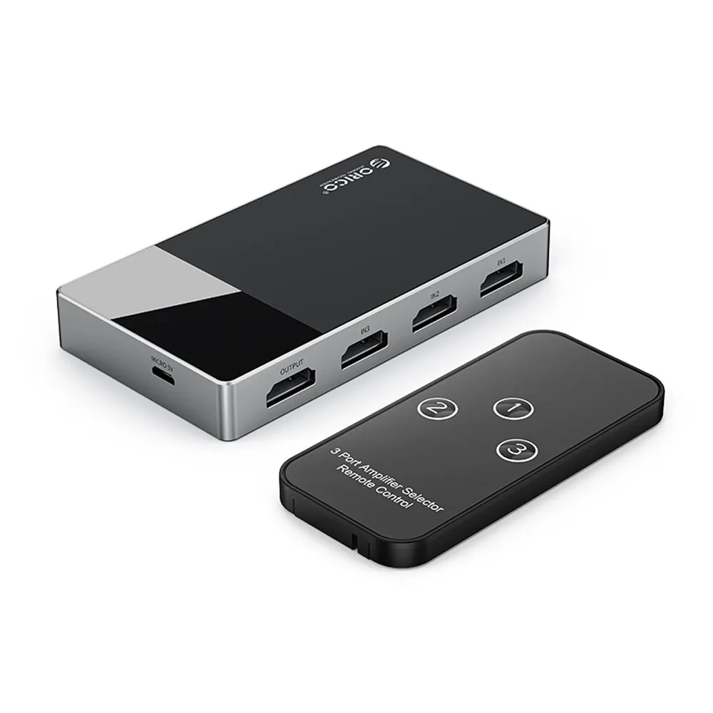 [CLEARANCE] ORICO (3-in-1, 4-in-1, 5-in-1) 4K 60Hz Ultra HD HDMI Matrix Video Compatible Switch Splitter w/ Micro USB Power Supply Output Port, IR Remote Control for PC, TV, Monitor, Projector, Gaming Console, DVD Player, PS4, Xbox