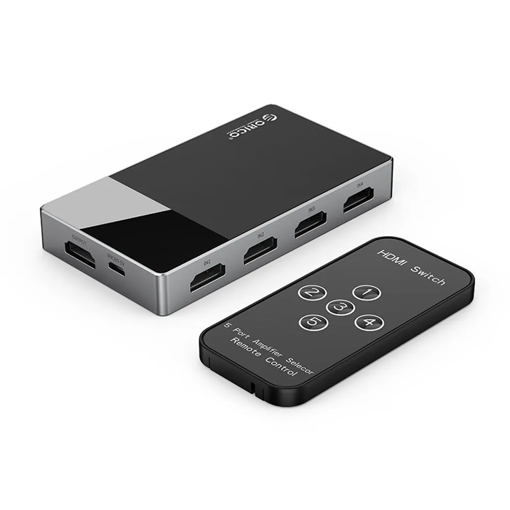 [CLEARANCE] ORICO (3-in-1, 4-in-1, 5-in-1) 4K 60Hz Ultra HD HDMI Matrix Video Compatible Switch Splitter w/ Micro USB Power Supply Output Port, IR Remote Control for PC, TV, Monitor, Projector, Gaming Console, DVD Player, PS4, Xbox