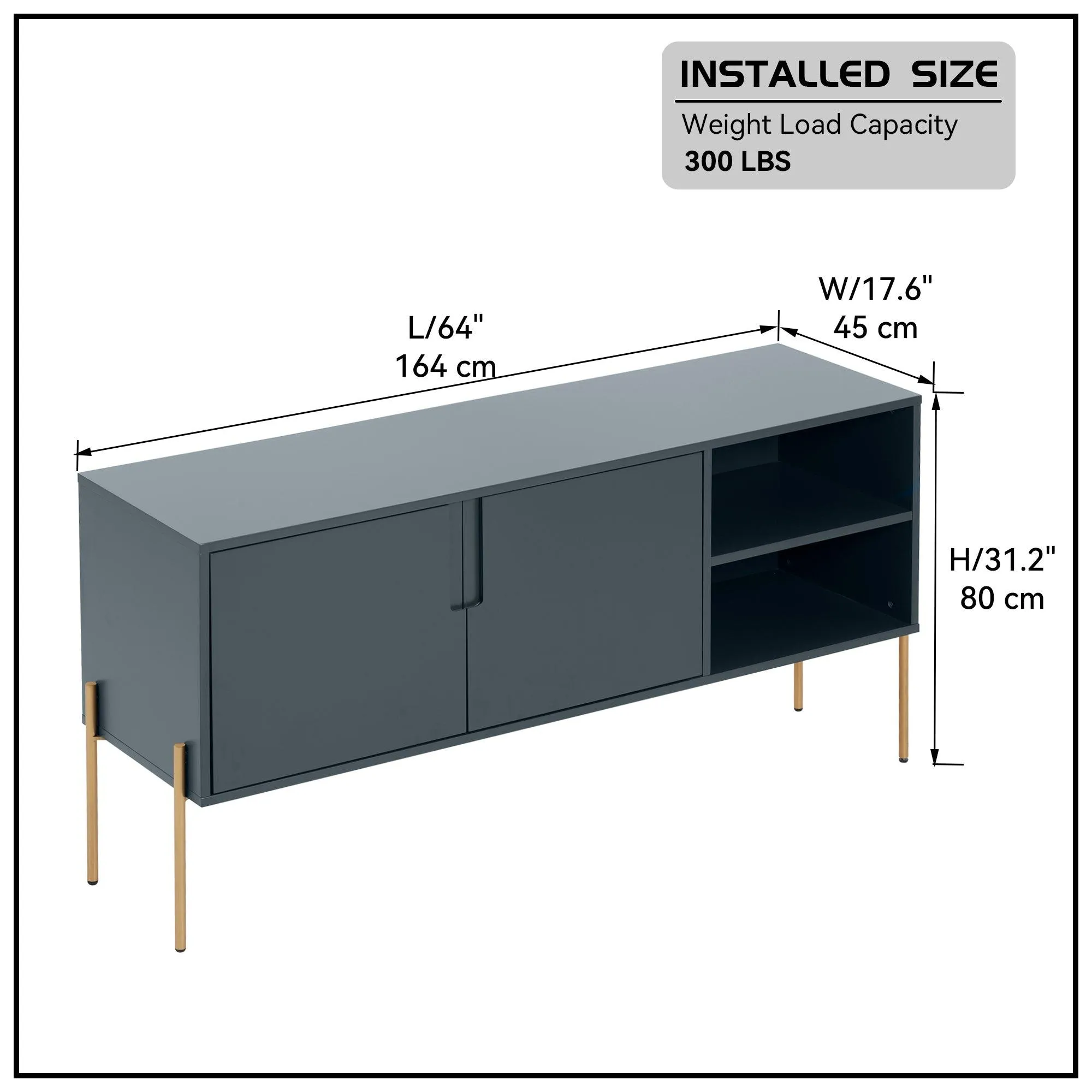 COMBO Mid-Century Sideboard or TV Stand with Storage for Living Room, Kitchen