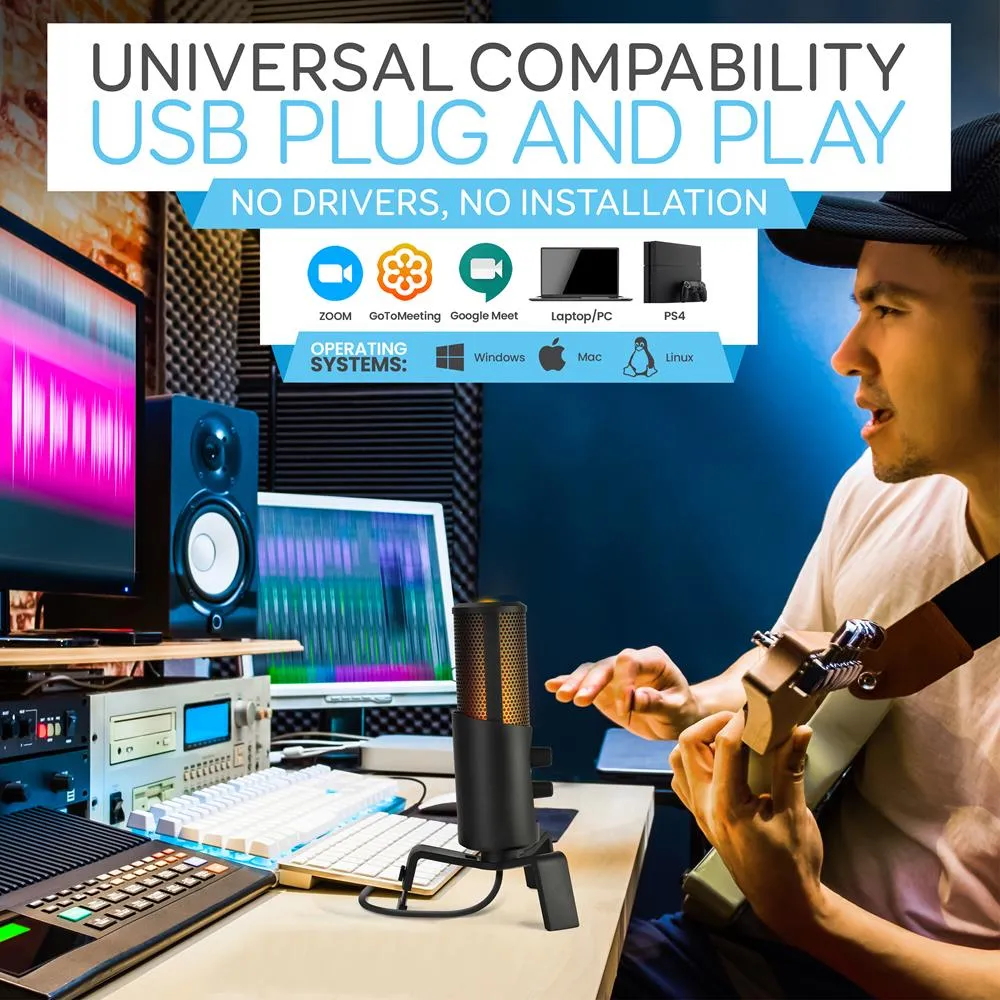 Computer Desktop Microphone – 4 Polar Patterns Streaming & Pro Audio Recording Mic With Tripod Stand, Easy Usb Plug-And-Play (For Podcast Recording, Streaming, Gaming)