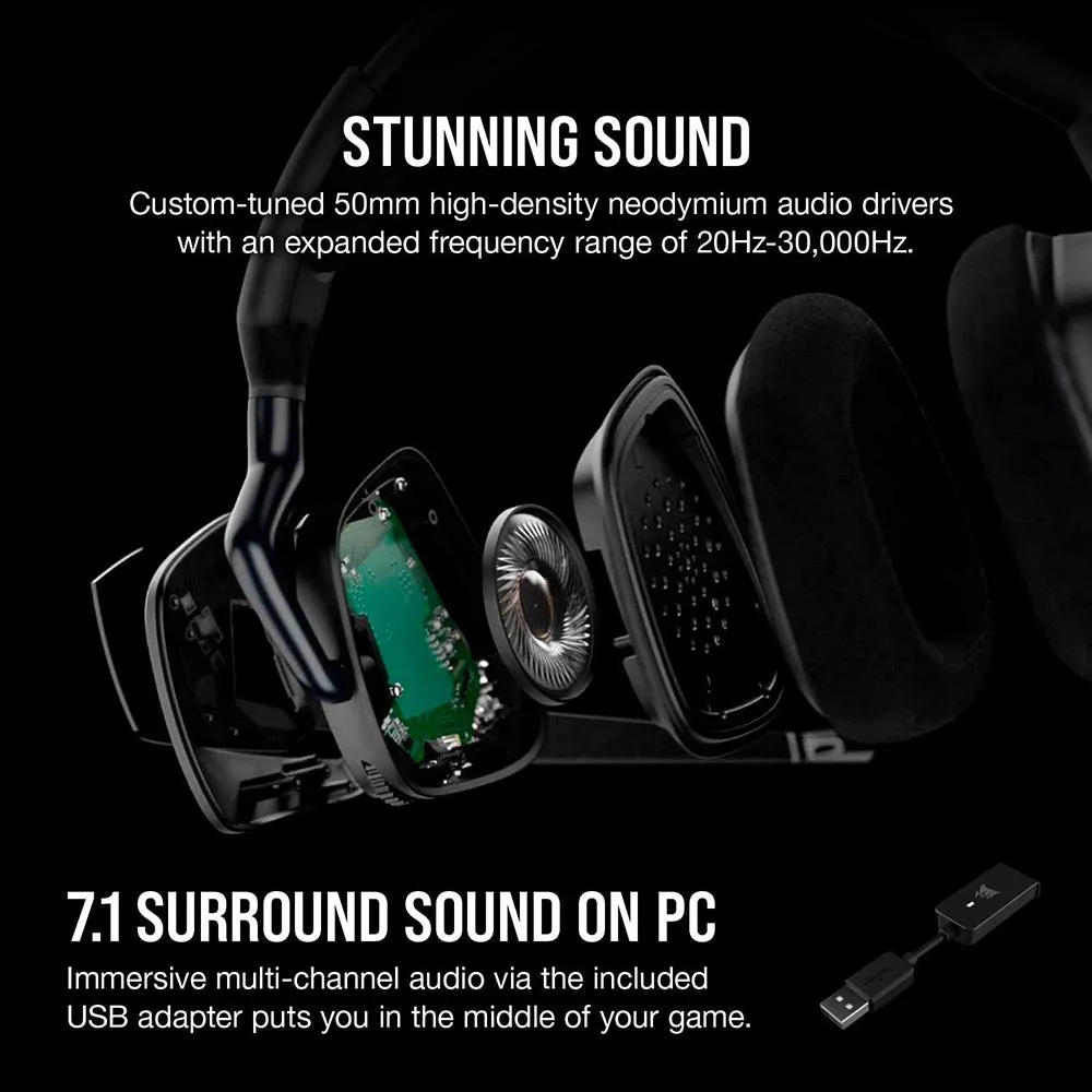 Corsair Headset Void Elite Surround Premium Gaming Headset with 7.1 Surround Sound - Discord Certified - Works with PC, Xbox Series X, Xbox Series S, PS5, PS4, Nintendo Switch - Carbon