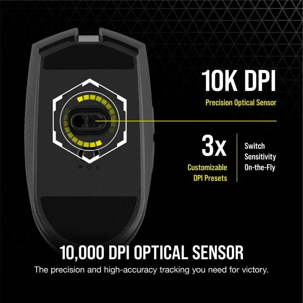 Corsair Mouse Katar Pro Wireless, Lightweight FPS/MOBA Gaming Mouse with Slipstream Technology, Compact Symmetric Shape, 10,000 DPI - Black