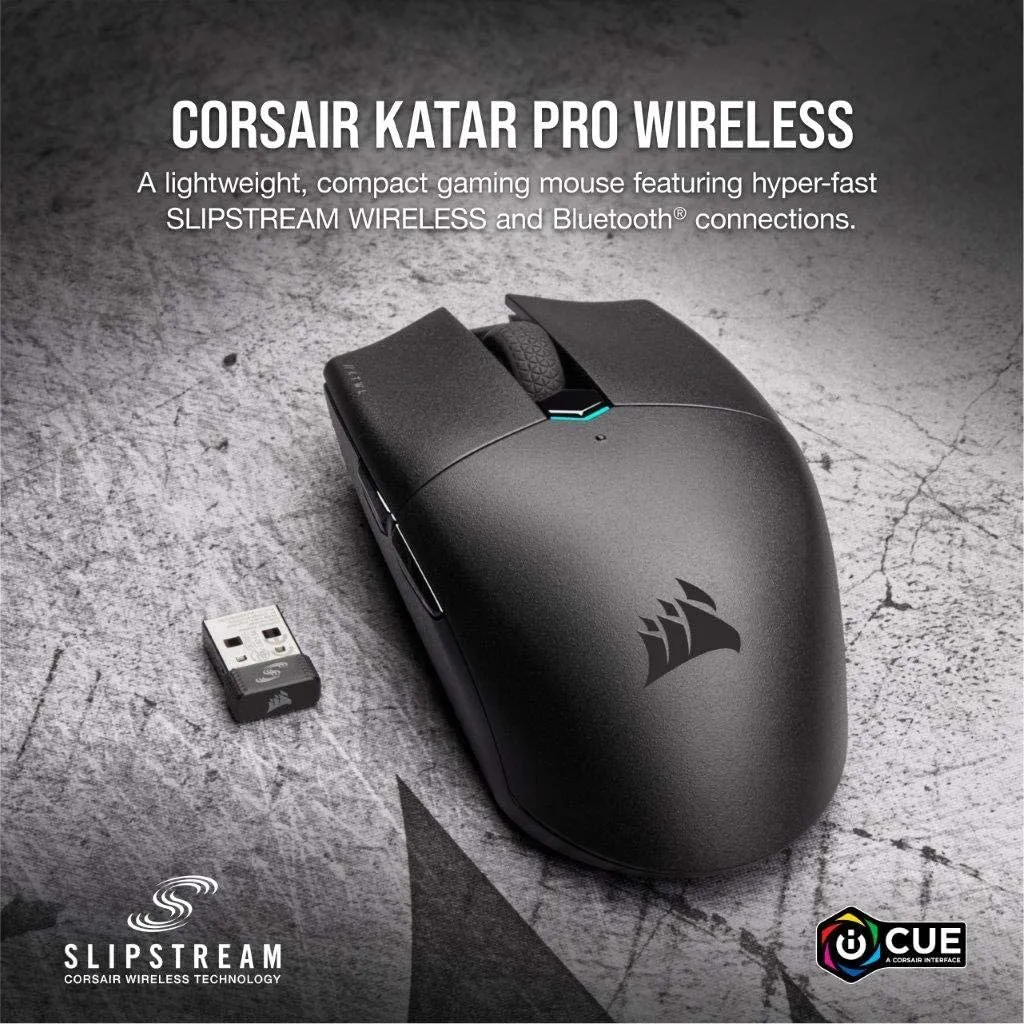 Corsair Mouse Katar Pro Wireless, Lightweight FPS/MOBA Gaming Mouse with Slipstream Technology, Compact Symmetric Shape, 10,000 DPI - Black