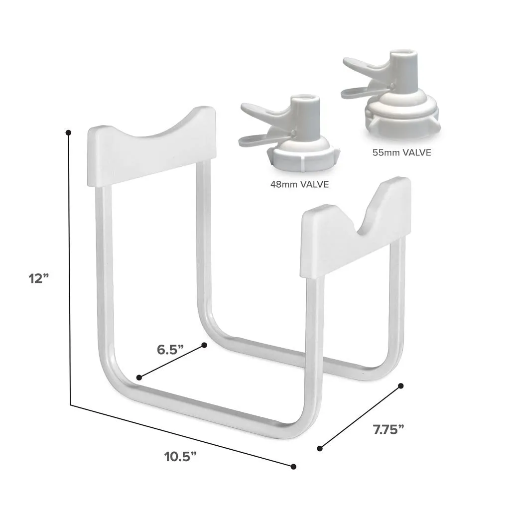 Detachable Chrome Metal Bottle Stand with White 48mm and 55mm Valve Caps
