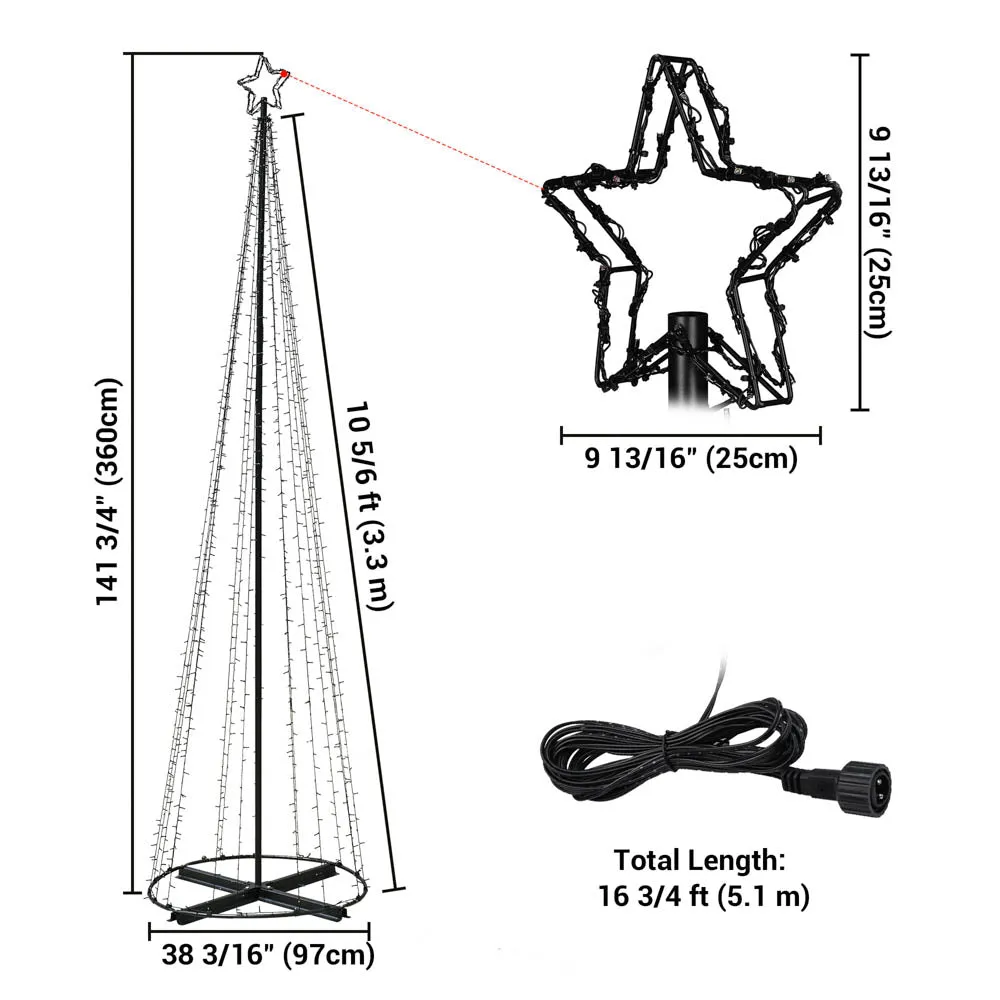 DIY 12ft Waterproof Outdoor Xmas Tree Light Show Solar