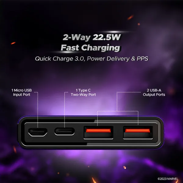 EnergyShroom PB300 | Powerbank with 10000mAh battery capacity with Smart IC protection, 22.5W fast charging