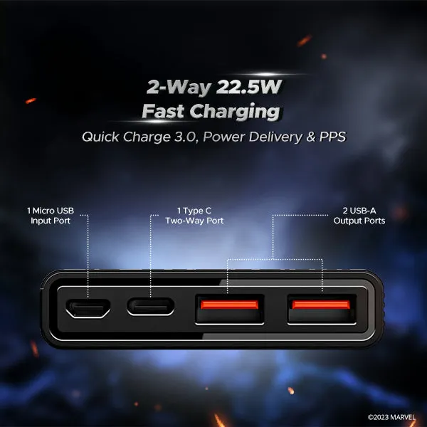 EnergyShroom PB300 | Powerbank with 10000mAh battery capacity with Smart IC protection, 22.5W fast charging
