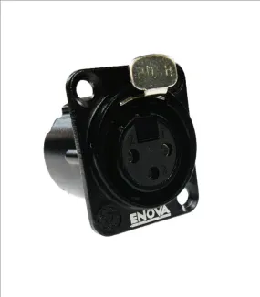 Enova XLR Chassis Connector Female 3-Pin Black Metal Housing Solder Cups