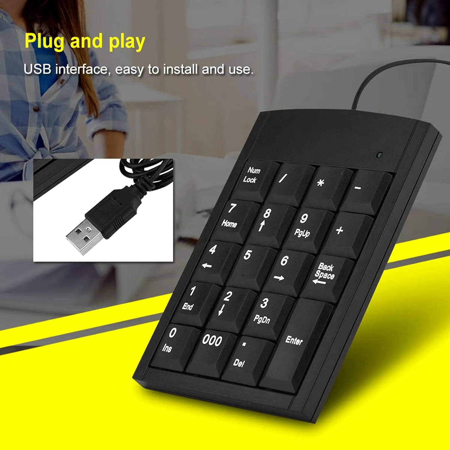 Ergonomic One Hand Usb Wired Numeric Keypad K015