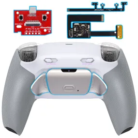 eXtremeRate Real Metal Buttons (RMB) Version RISE Plus MAX Back Paddles Kit with Clicky Trigger Stops & Rubberized Grip for PS5 Controller BDM-010/020 - White Gray - Silver