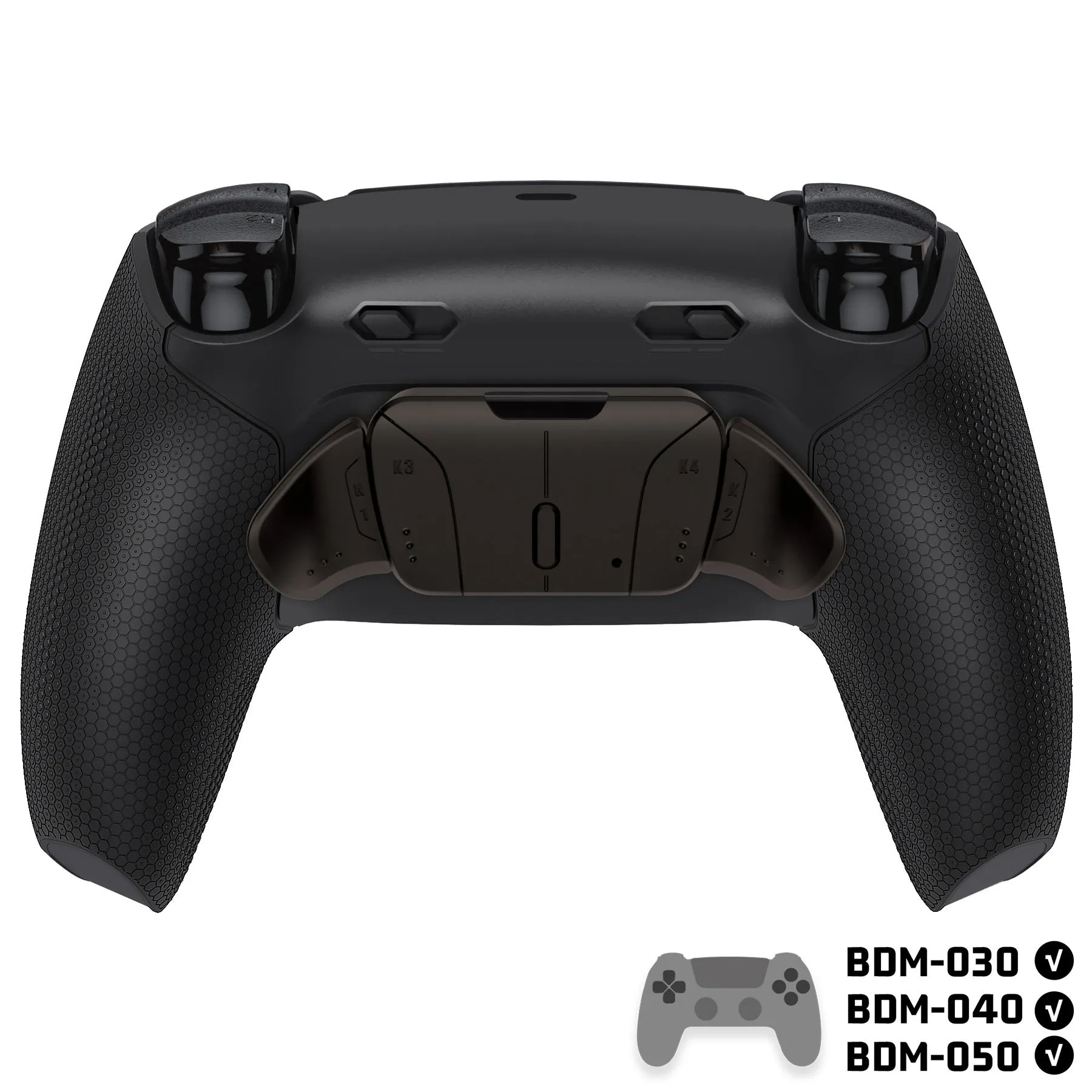 eXtremeRate Real Metal Buttons (RMB) Version RISE4 Plus MAX Back Paddles Kit with Clicky Trigger Stops & Rubberized Grip for PS5 Controller BDM-030/040/050 - Black