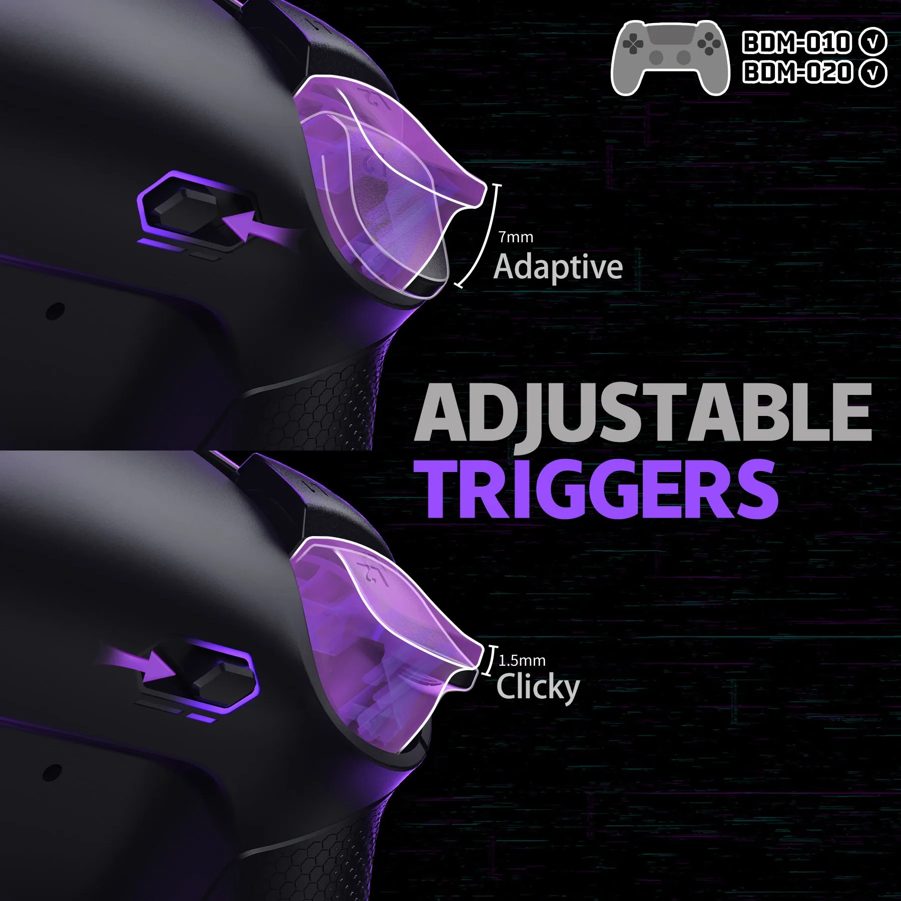 eXtremeRate RISE Plus MAX Back Paddles Kit with Clicky Trigger Stops & Rubberized Grip for PS5 Controller BDM-010/020 - Black