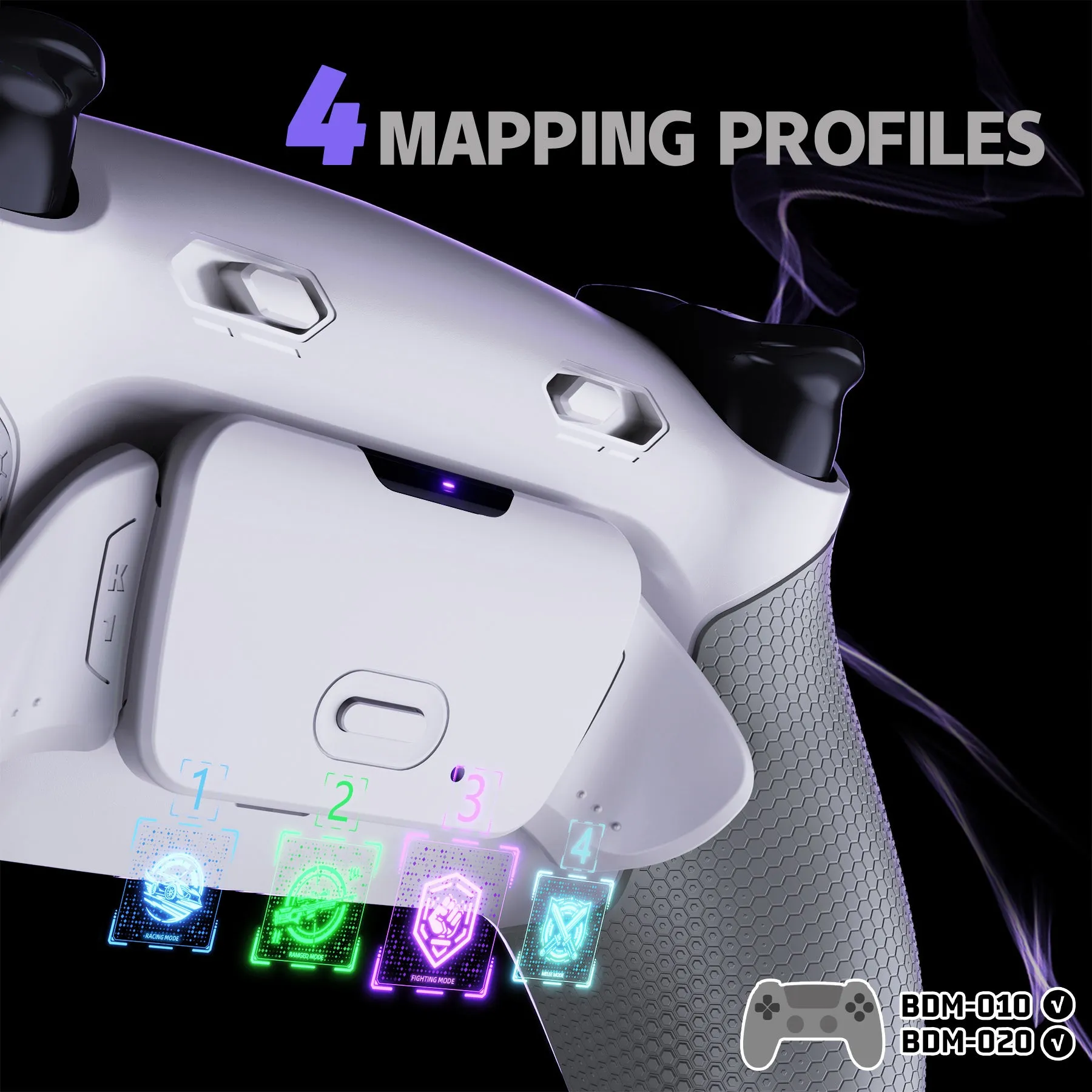 eXtremeRate RISE Plus MAX Back Paddles Kit with Clicky Trigger Stops & Rubberized Grip for PS5 Controller BDM-010/020 - White Gray