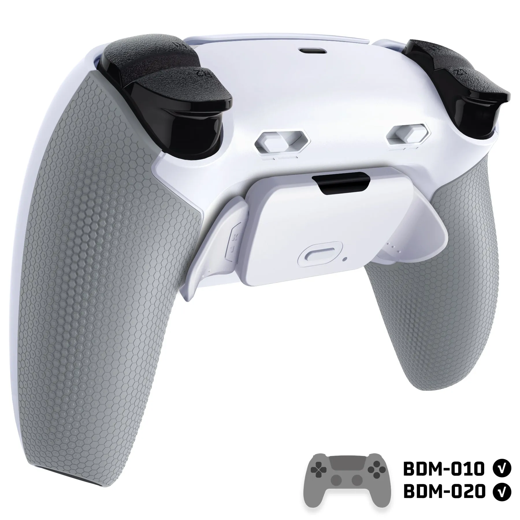 eXtremeRate RISE Plus MAX Back Paddles Kit with Clicky Trigger Stops & Rubberized Grip for PS5 Controller BDM-010/020 - White Gray