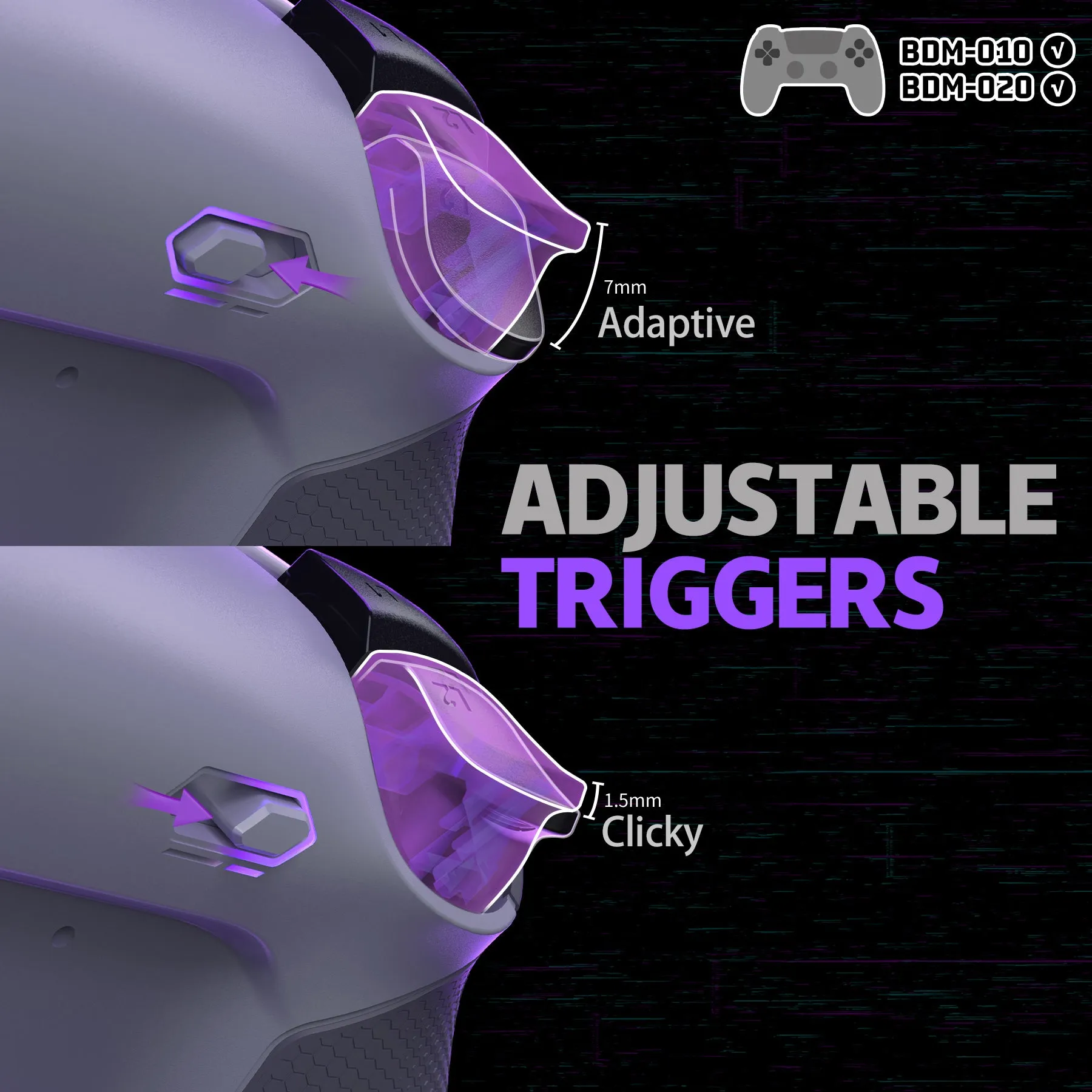 eXtremeRate RISE4 Plus MAX Back Paddles Kit with Clicky Trigger Stops & Rubberized Grip for PS5 Controller BDM-010/020 - New Hope Gray & Classic Gray