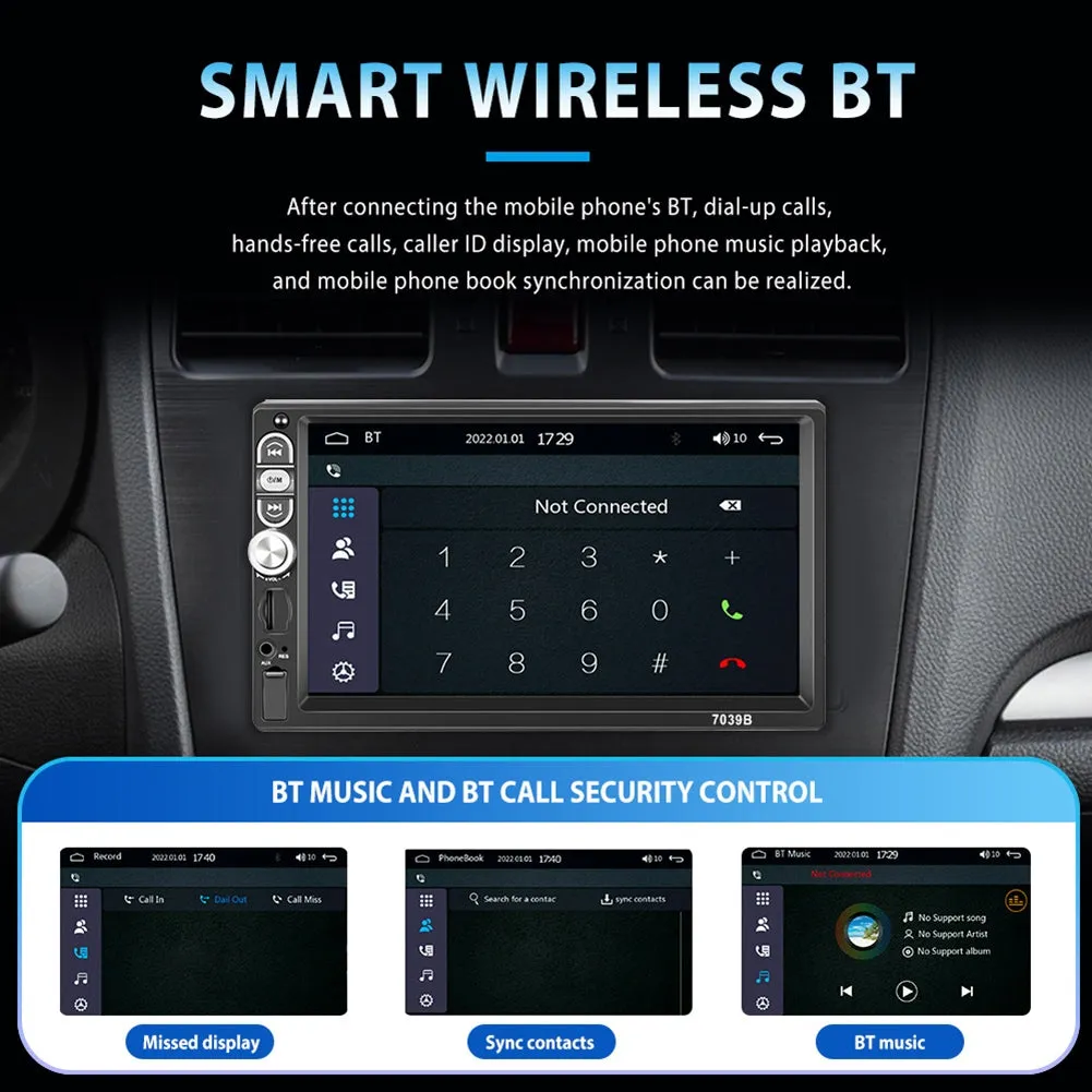 F13 1 Din Car Radio 7-Inch HD Screen Bluetooth Multimedia Video