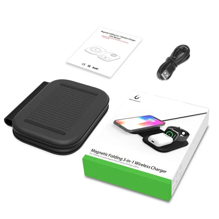 F20 3 in 1 15W Multi-function Magnetic Folding Wireless Charger for iPhone Series & Apple Watches & AirPods
