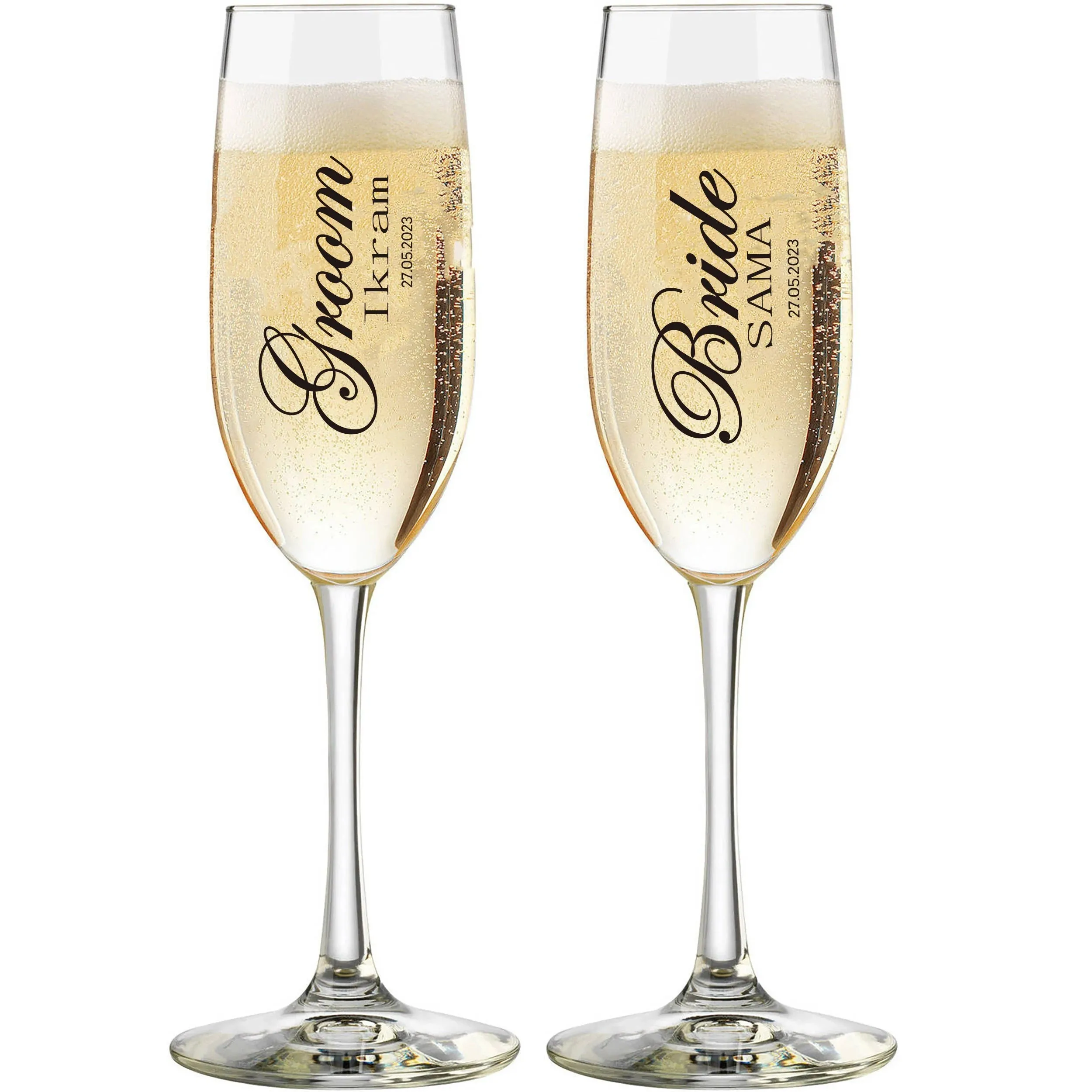 Funki Buys | Glasses | Champagne Flutes | Custom Mr. and Mrs.